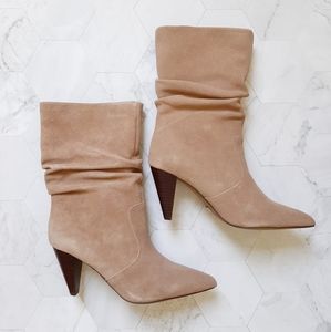Kensie Suede Kenley Mid-Calf Booties Tan